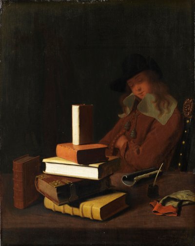 眠っている学生、1663 作： Constantin Verhout or Voorhout