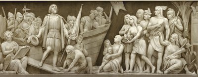 クリストファーコロンブスの着陸アメリカ合衆国議会議事堂のロタンダでのフリーズ、1860年-1873年 作： Constantino Brumidi