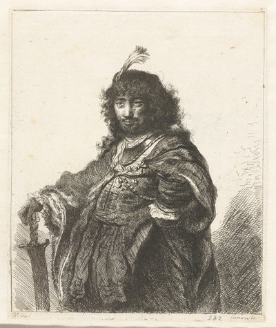 自画像 (?) 羽毛のついた帽子と下げたサーベル 作： Constantino Cumano