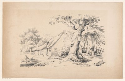 農場と 2 本の木 風景（シリーズタイトル） 作： Constantinus Cornelis Huysmans