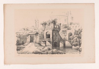 生い茂った塔のある橋 風景（シリーズタイトル） 作： Constantinus Cornelis Huysmans