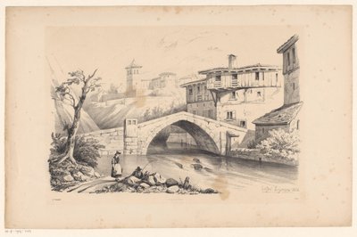 山村の川に架かる橋 風景（シリーズタイトル） 作： Constantinus Cornelis Huysmans