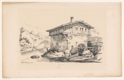 山里の水車小屋のある家 風景（シリーズタイトル） 作： Constantinus Cornelis Huysmans
