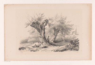男と女が休んでいる田舎道 風景（シリーズタイトル） 作： Constantinus Cornelis Huysmans