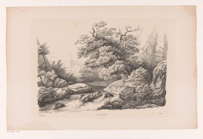 小川のある岩の多い風景 風景（シリーズタイトル） 作： Constantinus Cornelis Huysmans