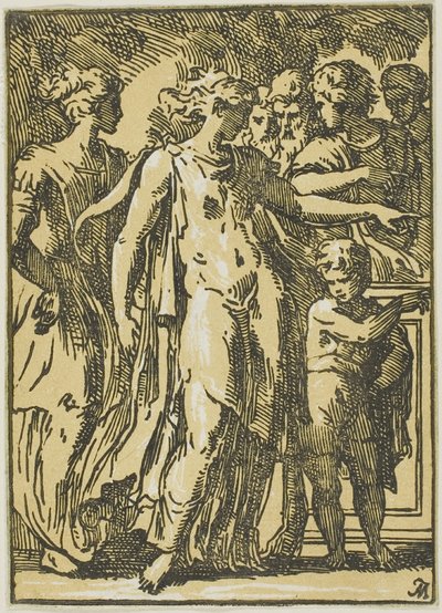 台座を囲む女性と子供と人物 作： Conte Antonio Maria Zanetti the Elder