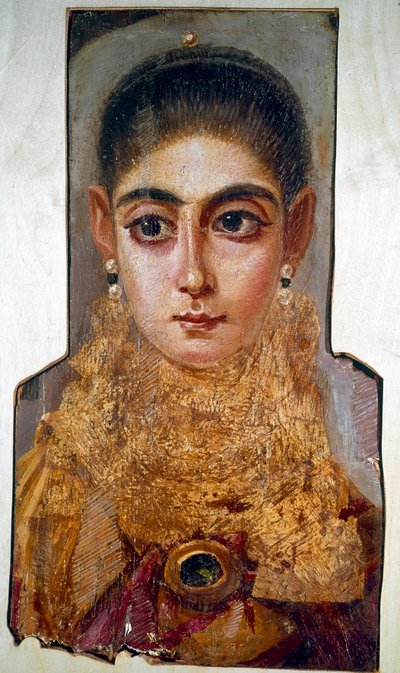 コプト美術：「ヨーロピアン」と呼ばれる若い女性 ファユーム（Fayoum）（西暦160年頃） 木に蝋で描いたもの。パリ、ルーヴル美術館 作： Coptic