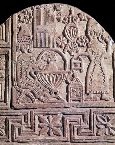 二人の看護師に洗われるイエス（6世紀の碑のレリーフ 作： Coptic Coptic