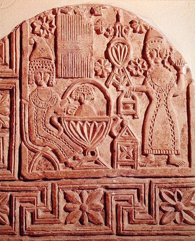 幼児イエスの入浴を描いたステラ 作： Coptic Coptic