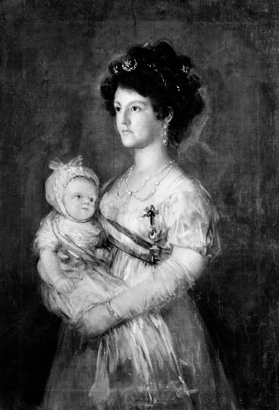 インファンタ マリア ルイサ (1782 年 - 1824 年) と息子のカルロス ルイス (1799 年 - 1883 年)。 作： Copy after Goya