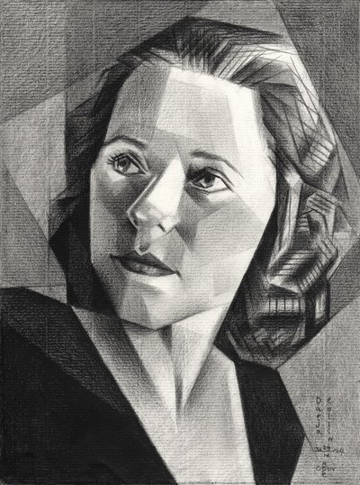 幾何学的な女性の肖像画 作： Corné Akkers