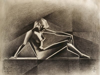 物思いにふけるキュビズムの裸婦 作： Corné Akkers