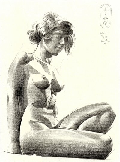 様式化された座る裸婦 作： Corné Akkers
