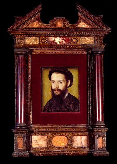 フランスの詩人Clement des Marets dit Marot（1496-1544）の肖像。コルネイユ・ド・リヨン（ハーグのコルネイユ）の絵画（1500/1510-1574） 日0.12 x 0.10 m. 16世紀。 作： Corneille de la  Haye