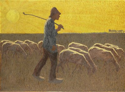 羊と羊飼い、1920年頃（キャンバスに油彩） 作： Cornelis Albert van Assendelft