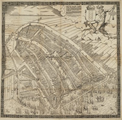 ドイツ語：Die berühmte Handelsstadt Amsterdam
オランダ語： De vermaerde koopstadt van Amstelredam 作： コルネリス・アントニス。