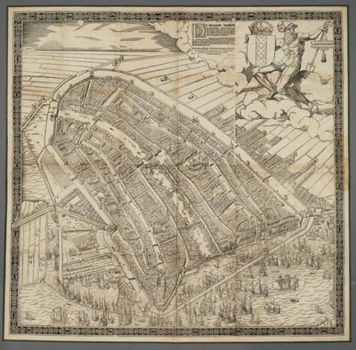 ドイツ語：Die berühmte Handelsstadt Amsterdam
オランダ語： De vermaerde koopstadt van Amstelredam 作： コルネリス・アントニス。