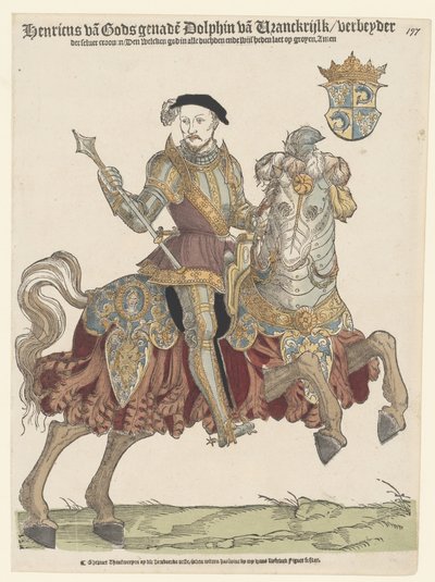 馬に乗ったフランスのヘンリー2世の肖像画、1542-1543 作： Cornelis Anthonisz.