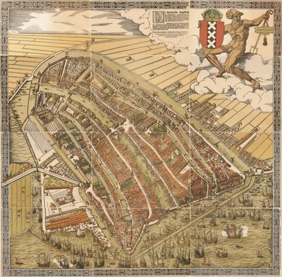 コルネリス・アントニスゾーンによる1544年のアムステルダムの大きな地図。 作： コルネリス・アントニス。
