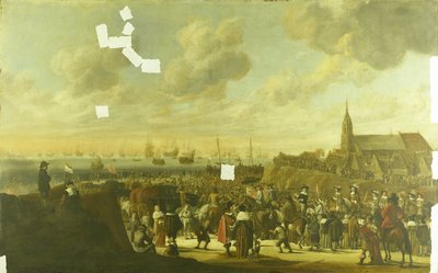 1660 年 6 月 2 日、イギリスのチャールズ 2 世のスヘフェニンゲンからの出発 作： Cornelis Beelt