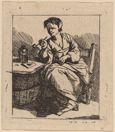 喫煙する女性 作： Cornelis Pietersz Bega