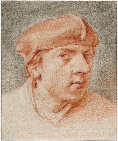 「ベレー帽の自画像」コーネリス・ピーターシュ・ベガ（1631/2-1664）ヘット・レンブラントハウス（アムステルダム） Sanguine de Cornelis Pietersz Bega 作： Cornelis Pietersz Bega