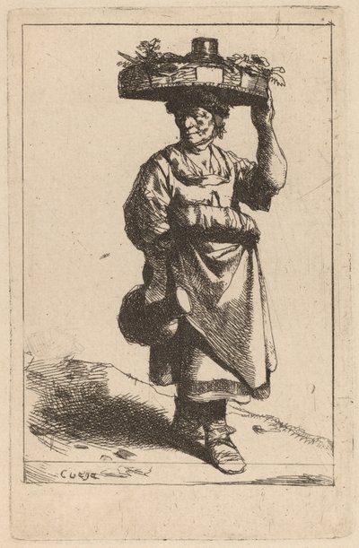 バスケットを運ぶ女性 作： Cornelis Pietersz Bega