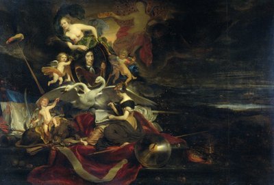 オランダのメドウェイ襲撃 (1667 年) の寓意、コルネリス デ ウィットの肖像 作： Cornelis Bisschop