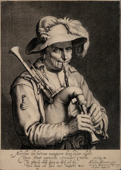 バグパイプを吹く男（彫刻 作： Cornelis Bloemaert