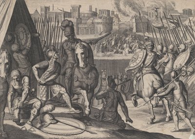 プレート 2: 1614 年のシャルル 5 世の勝利から、ブルボンのコンスタブルが撮影したローマの街。 作： Cornelis Boel