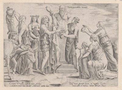 壮大なローマ時代の標本。プリアプスに捧げる8人の女性 16世紀 16世紀 作： Cornelis Bos.