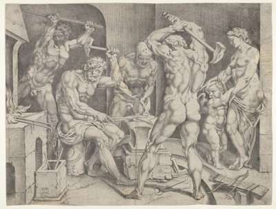 ヴァルカンの鍛冶場、1546 年。 作： Cornelis Bos
