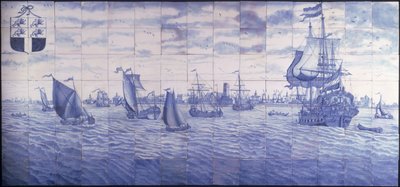 ロッテルダム港のパノラマビュー、1700年頃（セラミック） 作： Cornelis Boumeester