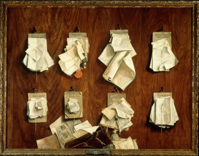 アムステルダム市の財務省からの文書が入ったクォドリベット 作： Cornelis Brizé