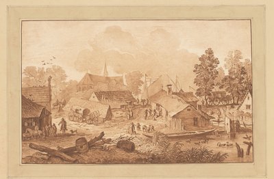 池のある村の眺め 作： Cornelis Brouwer