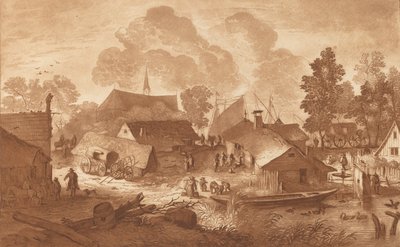 池のある村、c。 1782年。 作： Cornelis Brouwer