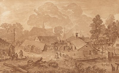 池のある村、c。 1782年。 作： Cornelis Brouwer