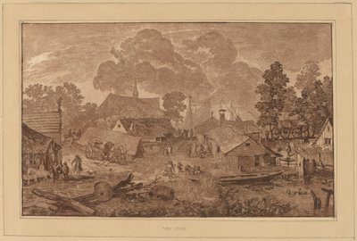 池のある村、c。 1782年。 作： Cornelis Brouwer