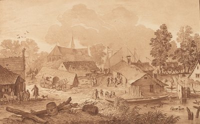 池のある村、c。 1782年。 作： Cornelis Brouwer