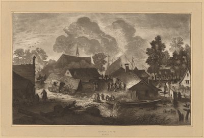 池のある村、c。 1782年。 作： Cornelis Brouwer