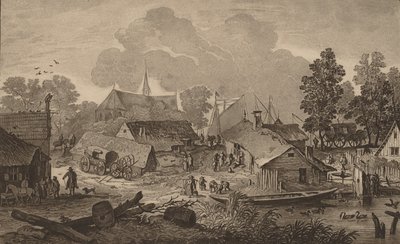 池のある村、c。 1782年。 作： Cornelis Brouwer