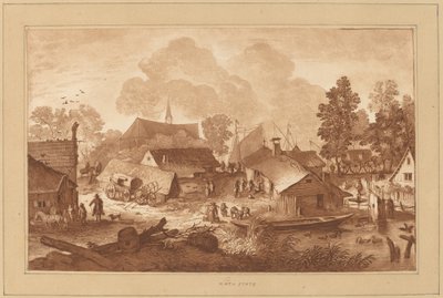 池のある村、c。 1782年。 作： Cornelis Brouwer