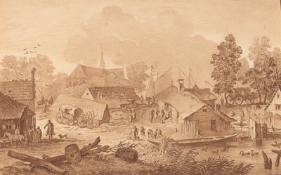 池のある村、c。 1782年。 作： Cornelis Brouwer