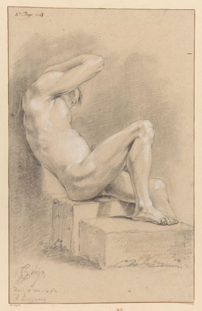 横から見た裸の男性の着席 (3等賞 1767年) 作： Cornelis Buys