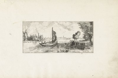 川でボート 風景（シリーズタイトル） 作： Cornelis Claesz van Wieringen (possibly)