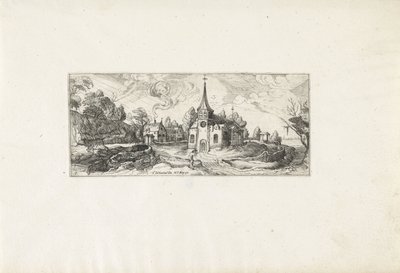 村の教会を望む風景 風景（シリーズタイトル） 作： Cornelis Claesz van Wieringen (possibly)