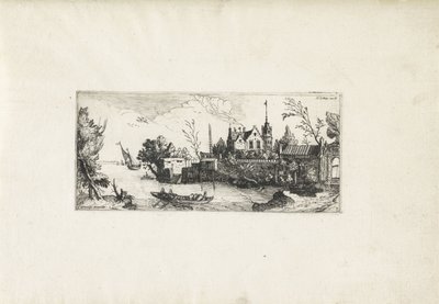手漕ぎボートのある川の風景 風景（シリーズタイトル） 作： Cornelis Claesz van Wieringen (possibly)