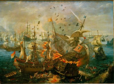 スペイン提督艦の爆発（…） 作： Cornelis Claesz  van Wieringen