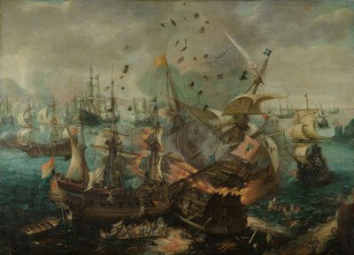 スペイン提督艦の爆発（…） 作： Cornelis Claesz  van Wieringen