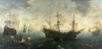 1588年のイギリス沿岸沖のスペイン無敵艦隊、c.1620-25 作： Cornelis Claesz  van Wieringen